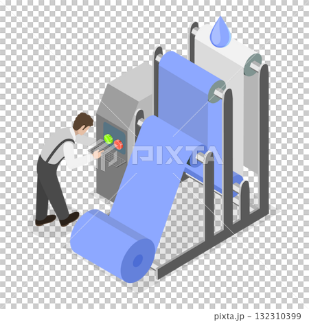 3D Isometric Flat Illustration of Textile Manufacturing. Item 2 3D Isometric Flat Illustration of Textile Manufacturing. Item 2 132310399