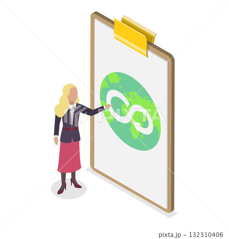 3D Isometric Flat Illustration of Circular Economy. Item 2 3D Isometric Flat Illustration of Circular Economy. Item 2 132310406