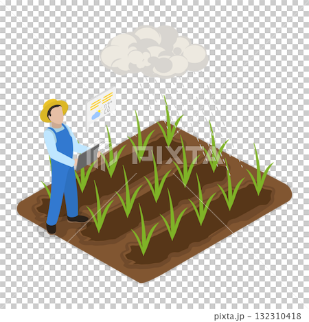 3D Isometric Flat  Illustration of Smart Farming Technologies. Item 2 132310418