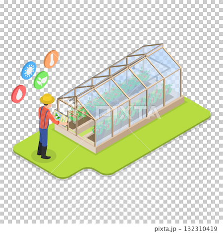 3D Isometric Flat  Illustration of Smart Farming Technologies. Item 3 132310419