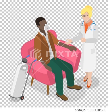 3D Isometric Flat Illustration of Pneumonia Disease. Item 1 3D Isometric Flat Illustration of Pneumonia Disease. Item 1 132310422