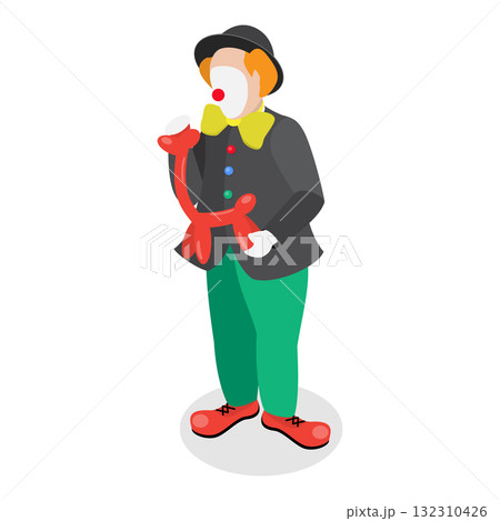3D Isometric Flat Set of Clowns. Item 3 3D Isometric Flat Set of Clowns. Item 3 132310426