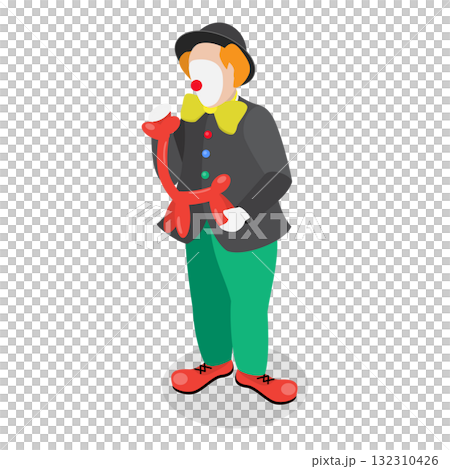 3D Isometric Flat  Set of Clowns. Item 3 132310426