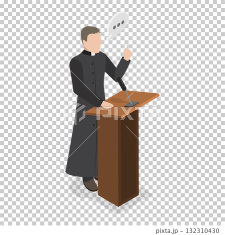 3D Isometric Flat Illustration of Catholic Christian Staff. Item 2 3D Isometric Flat Illustration of Catholic Christian Staff. Item 2 132310430