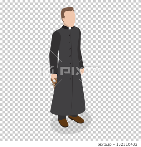 3D Isometric Flat Illustration of Catholic Christian Staff. Item 4 3D Isometric Flat Illustration of Catholic Christian Staff. Item 4 132310432