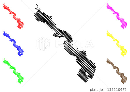 Lake Yelcho (South America, Republic of Chile) map vector illustration, scribble sketch map 132310473
