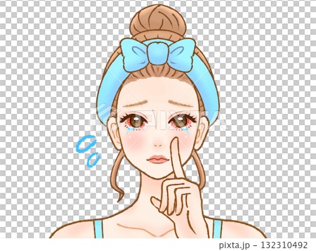 眼睛充血、流淚的成年女性插畫素材 132310492