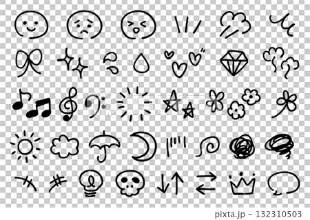 Hand-drawn emotion cartoon mark illustration pictogram icon set Hand-drawn emotion cartoon mark illustration pictogram icon set 132310503