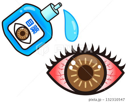 ドライアイで目薬をさす目のイラスト素材2 ドライアイで目薬をさす目のイラスト素材2 132310547