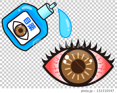 ドライアイで目薬をさす目のイラスト素材2 ドライアイで目薬をさす目のイラスト素材2 132310547