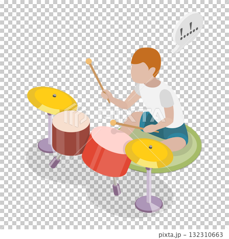 3D Isometric Flat  Illustration of Sensory Development for Autist Kids. Item 2 132310663