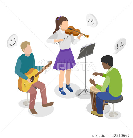 3D Isometric Flat  Illustration of School Extracurricular Activities. Item 1 132310667