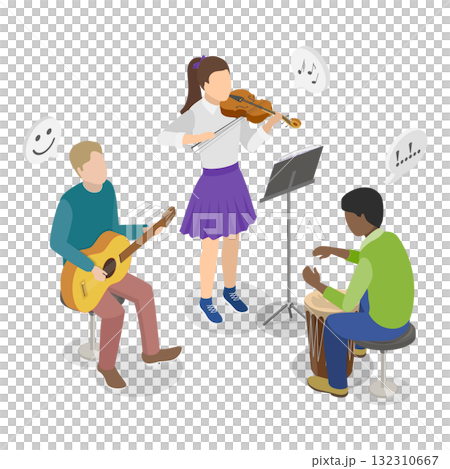 3D Isometric Flat  Illustration of School Extracurricular Activities. Item 1 132310667