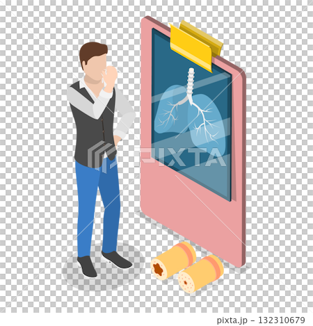 3D Isometric Flat Illustration of Pneumonia Disease. Item 3 3D Isometric Flat Illustration of Pneumonia Disease. Item 3 132310679