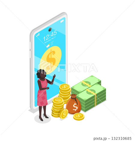 3D Isometric Flat  Illustration of Investment and Finance Management. Item 3 132310685