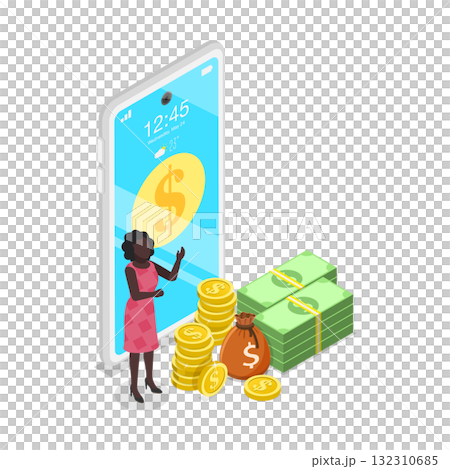 3D Isometric Flat  Illustration of Investment and Finance Management. Item 3 132310685