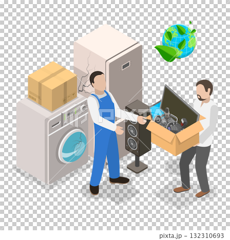 3D Isometric Flat  Illustration of Green Disposal. Item 2 132310693