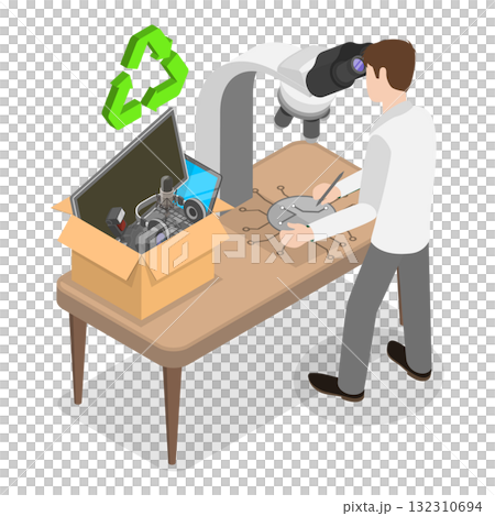 3D Isometric Flat  Illustration of Green Disposal. Item 1 132310694