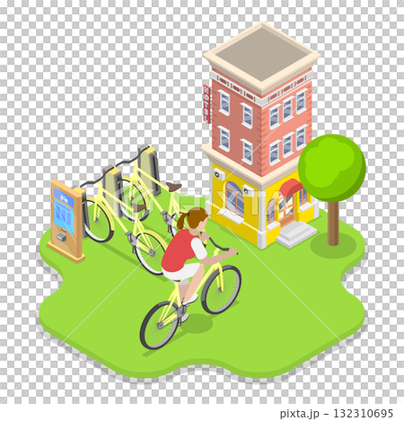 3D Isometric Flat  Illustration of Urban Transportation. Item 3 132310695