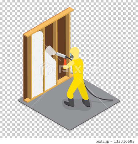 3D Isometric Flat Illustration of Spray Foam Insulation. Item 3 3D Isometric Flat Illustration of Spray Foam Insulation. Item 3 132310698