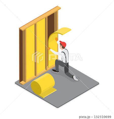 3D Isometric Flat Illustration of Spray Foam Insulation. Item 2 3D Isometric Flat Illustration of Spray Foam Insulation. Item 2 132310699