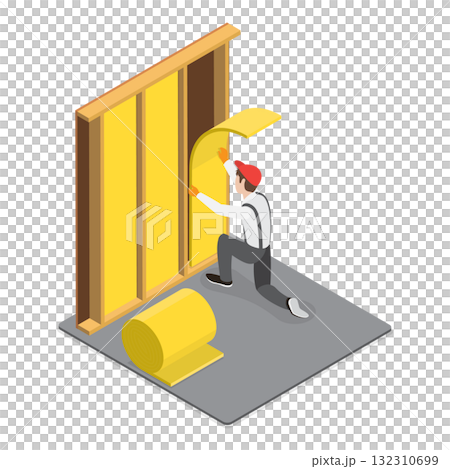 3D Isometric Flat Illustration of Spray Foam Insulation. Item 2 3D Isometric Flat Illustration of Spray Foam Insulation. Item 2 132310699