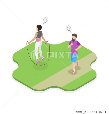 3D Isometric Flat  Illustration of Healthy Lifestyle and Fitness. Item 3 132310701