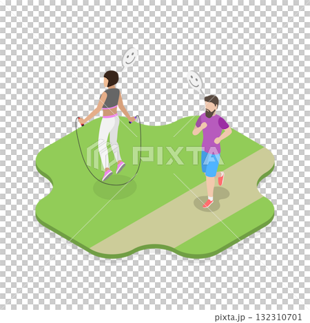 3D Isometric Flat  Illustration of Healthy Lifestyle and Fitness. Item 3 132310701