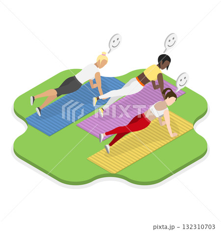 3D Isometric Flat  Illustration of Healthy Lifestyle and Fitness. Item 2 132310703