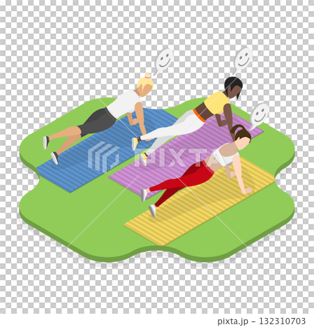 3D Isometric Flat  Illustration of Healthy Lifestyle and Fitness. Item 2 132310703