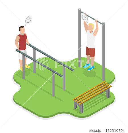 3D Isometric Flat  Illustration of Healthy Lifestyle and Fitness. Item 1 132310704