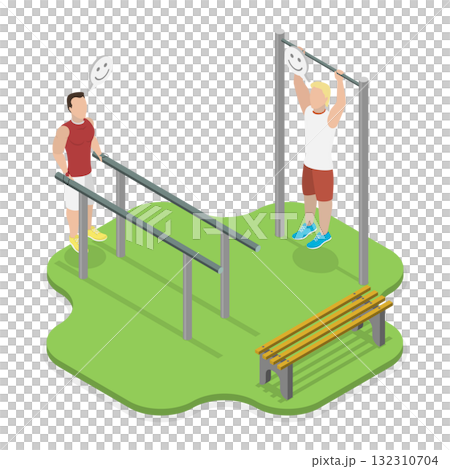 3D Isometric Flat  Illustration of Healthy Lifestyle and Fitness. Item 1 132310704