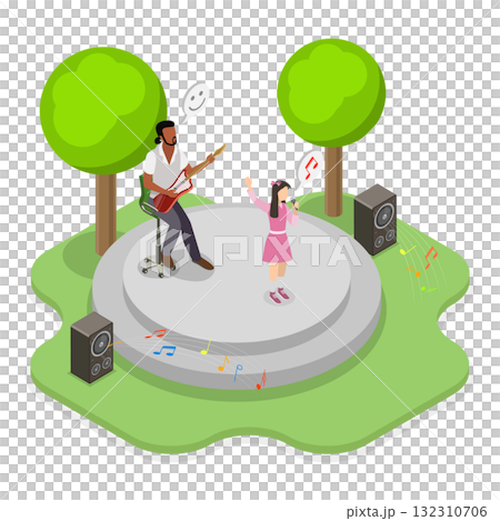 3D Isometric Flat Illustration of Summer Vacation Camps. Item 3 3D Isometric Flat Illustration of Summer Vacation Camps. Item 3 132310706