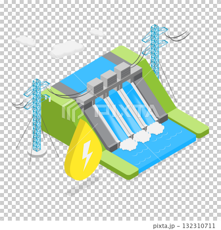 3D Isometric Flat Illustration of Sustainable Energy Source. Item 3 3D Isometric Flat Illustration of Sustainable Energy Source. Item 3 132310711