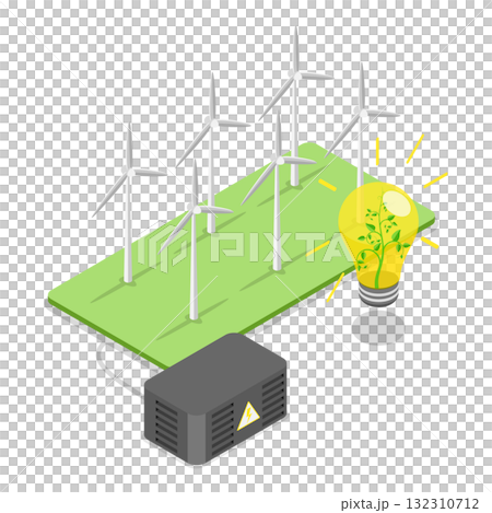 3D Isometric Flat Illustration of Sustainable Energy Source. Item 2 3D Isometric Flat Illustration of Sustainable Energy Source. Item 2 132310712