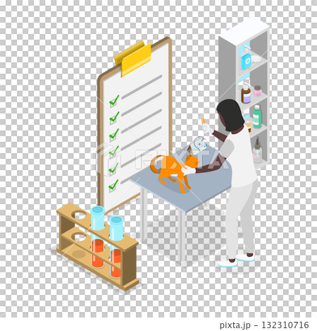 3D Isometric Flat  Illustration of Vet Services. Item 3 132310716