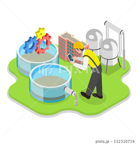 3D Isometric Flat Illustration of Water Treatment. Item 1 3D Isometric Flat Illustration of Water Treatment. Item 1 132310719