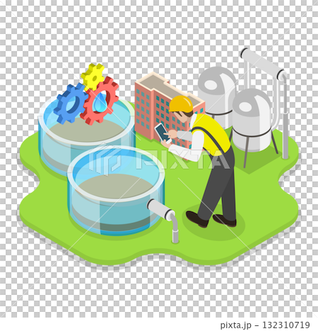 3D Isometric Flat Illustration of Water Treatment. Item 1 3D Isometric Flat Illustration of Water Treatment. Item 1 132310719