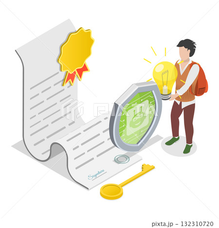 3D Isometric Flat Illustration of AI and Document Automation. Item 3 3D Isometric Flat Illustration of AI and Document Automation. Item 3 132310720