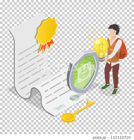 3D Isometric Flat Illustration of AI and Document Automation. Item 3 3D Isometric Flat Illustration of AI and Document Automation. Item 3 132310720