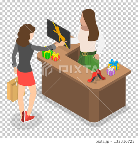 3D Isometric Flat  Illustration of Loyalty Program. Item 1 132310725