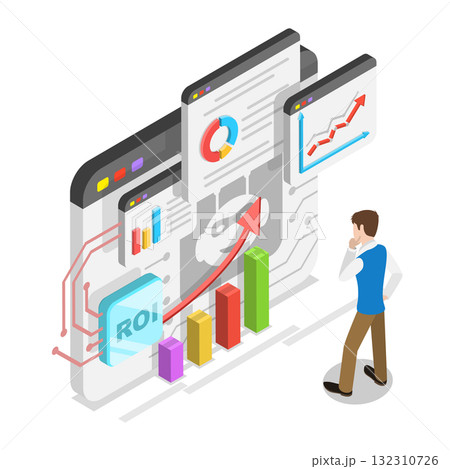 3D Isometric Flat Illustration of ROI. Item 3 3D Isometric Flat Illustration of ROI. Item 3 132310726