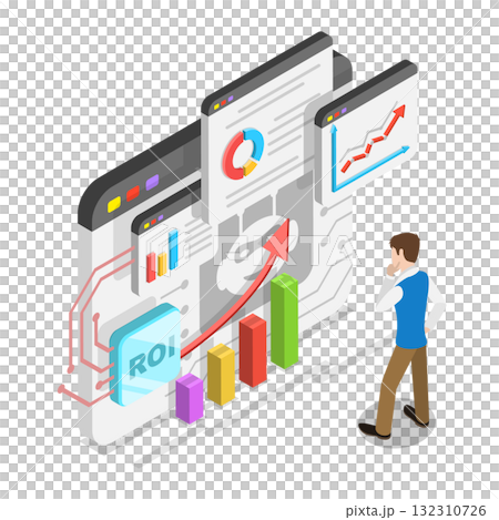 3D Isometric Flat Illustration of ROI. Item 3 3D Isometric Flat Illustration of ROI. Item 3 132310726
