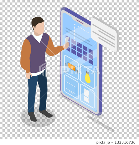 3D Isometric Flat Illustration of Useful Mobile Apps. Item 2 3D Isometric Flat Illustration of Useful Mobile Apps. Item 2 132310736