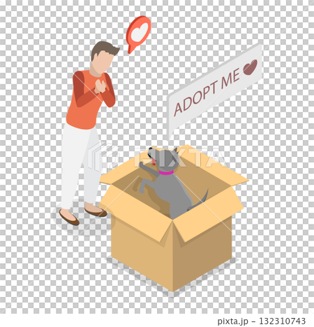 3D Isometric Flat Illustration of Pet Adoption. Item 3 3D Isometric Flat Illustration of Pet Adoption. Item 3 132310743