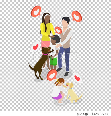 3D Isometric Flat  Illustration of Pet Adoption. Item 1 132310745