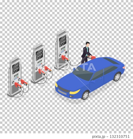 3D Isometric Flat  Illustration of Gasoline Self-service. Item 3 132310751