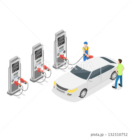 3D Isometric Flat  Illustration of Gasoline Self-service. Item 2 132310752