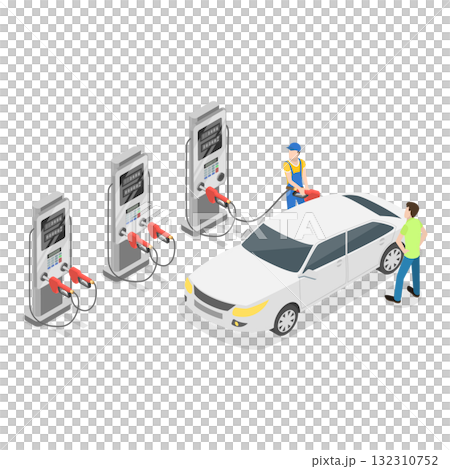 3D Isometric Flat  Illustration of Gasoline Self-service. Item 2 132310752