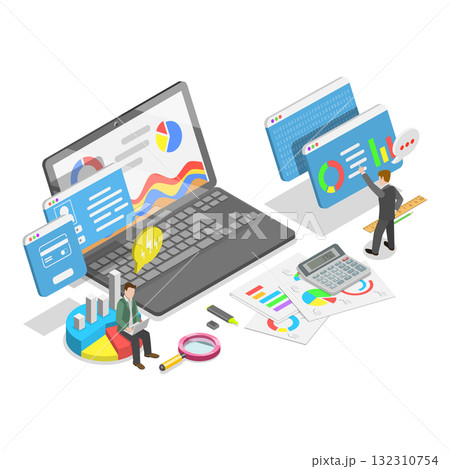 3D Isometric Flat  Illustration of IT Project Management. Item 3 3D Isometric Flat  Illustration of IT Project Management. Item 3 132310754